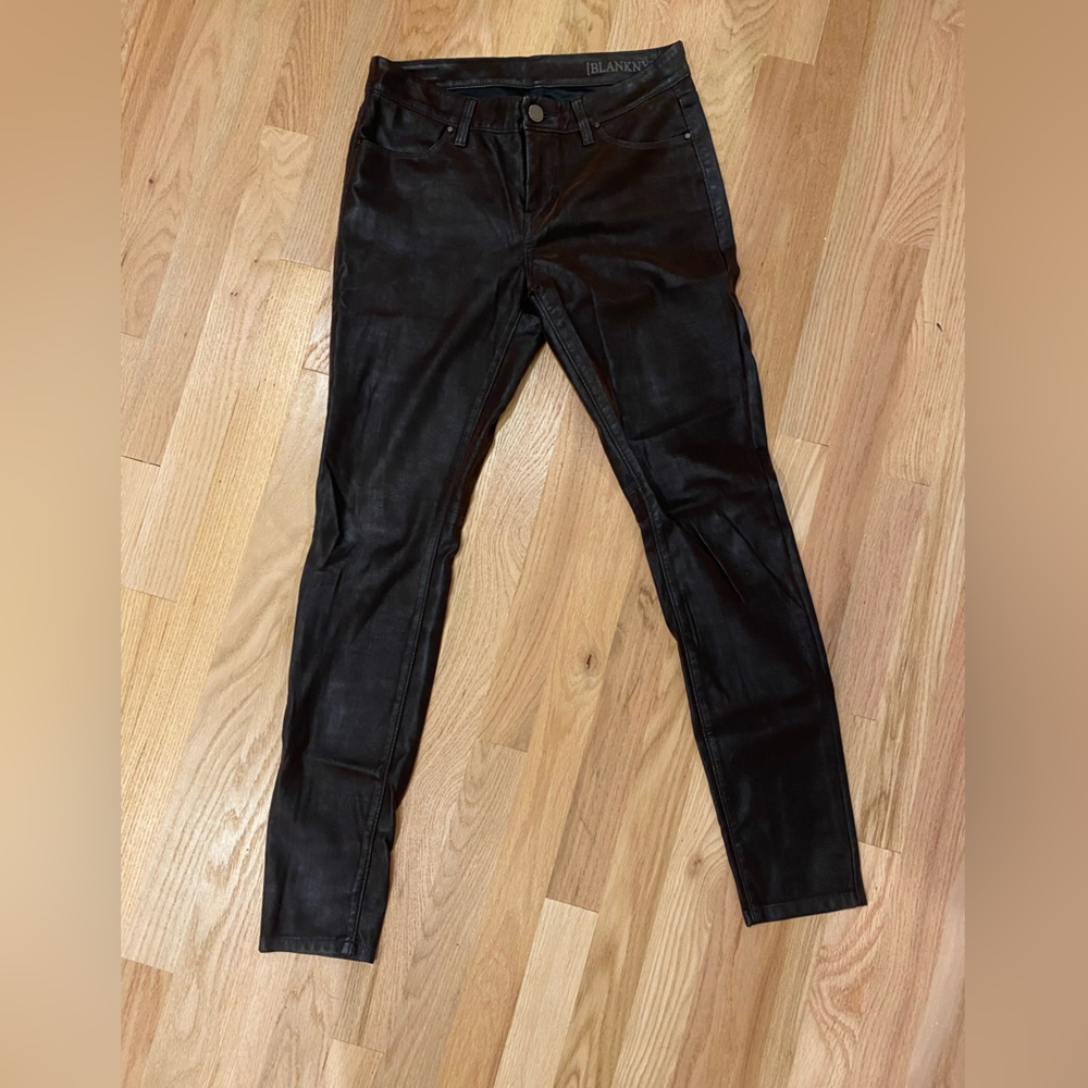 BlankNYC brown faux leather low rise pants size 27